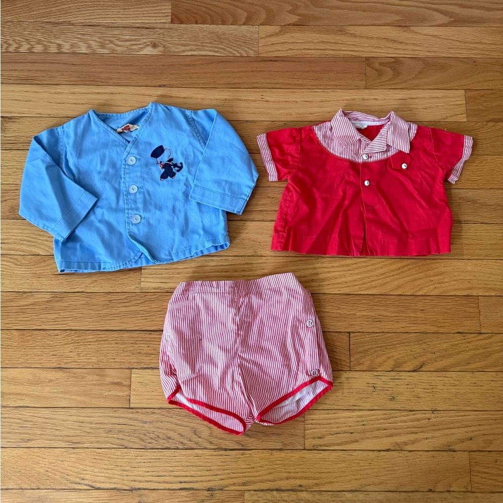 Vintage 3-Piece Baby Sailor/Beach Outfit – Classic Red, White & Blue